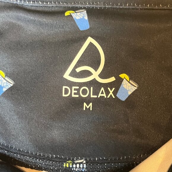 Deolax Navy All Over Drinks Print Polo Shirt Men's M Golf Flex Grapic Polo - Picture 7 of 10